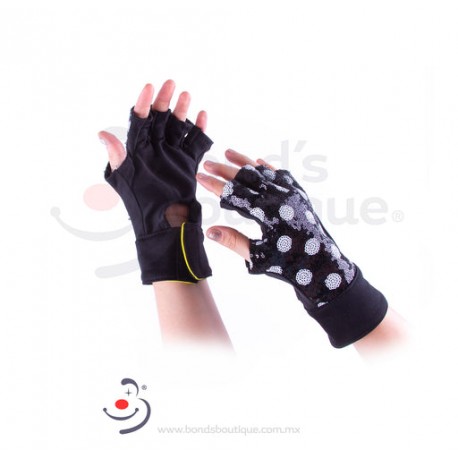 GUANTES NEGRO CIRCULOS BLANCO CON NEGRO