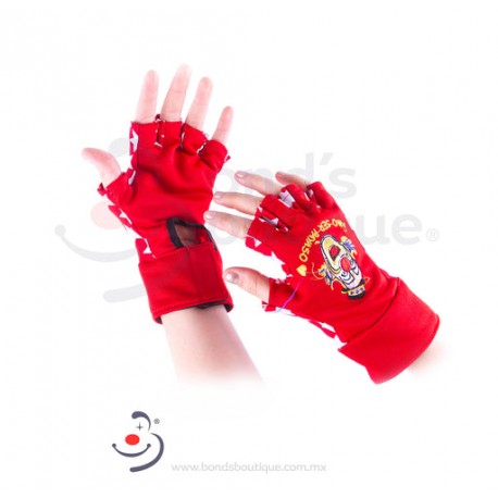 GUANTES ROJO CON ESTRELLAS BLANCA Y PAYASO