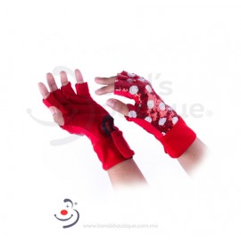 GUANTES ROJOS CIRCULOS BLANCO CON ROJO