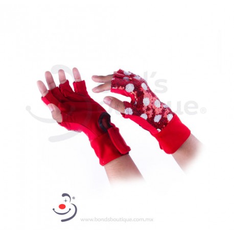 GUANTES ROJOS CIRCULOS BLANCO CON ROJO