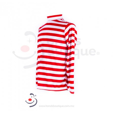 Playera Rojo/ Blanco Raya Gruesa