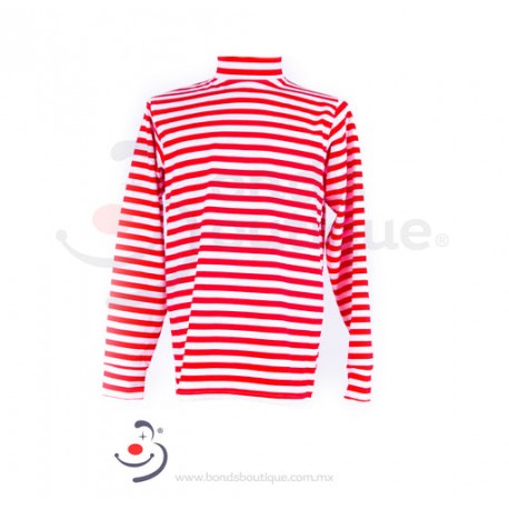 Playera Rojo/ Blanco Rayas Delgadas