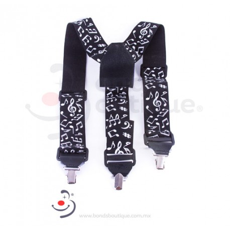 TIRANTE NEGRO DE NOTAS MUSICALES BLANCA